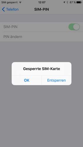 iPhone SIM PIN entsperren