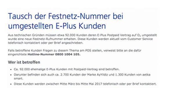 E-Plus Festnetzrufnummer o2