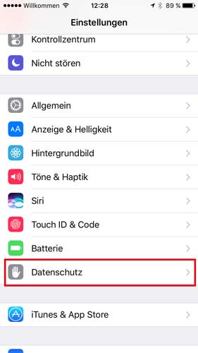iPhone Datenschutz Einstellungen