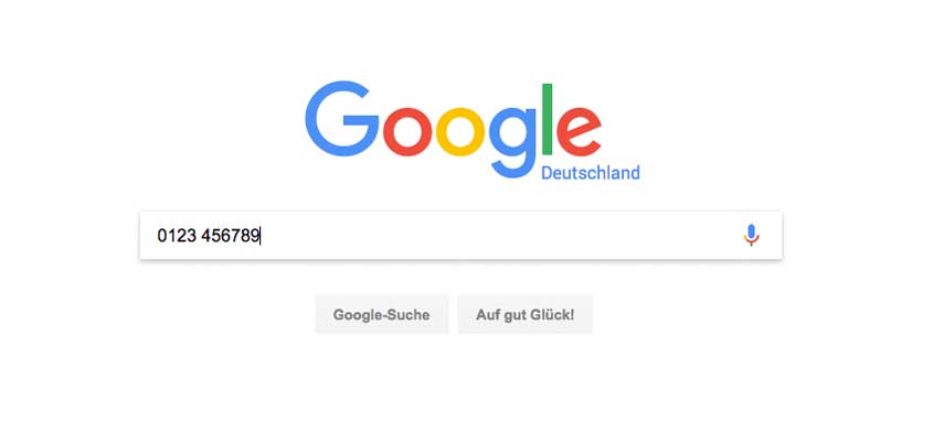 Google zur Telefonnummer-Rückwärtssuche