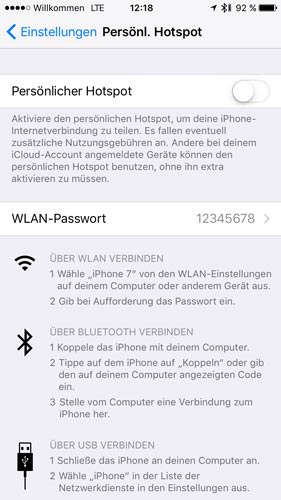 Tethering auf dem iPhone