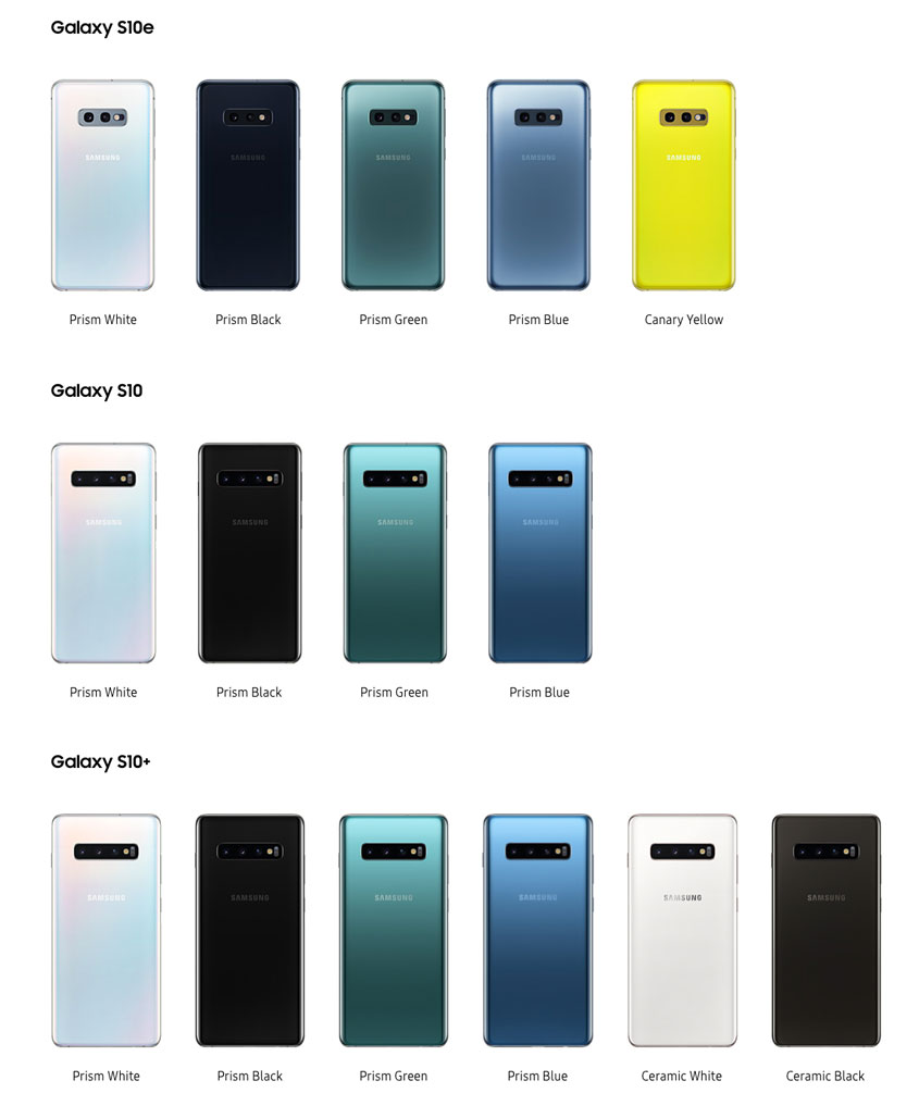 Samsung Galaxy S10 Farben
