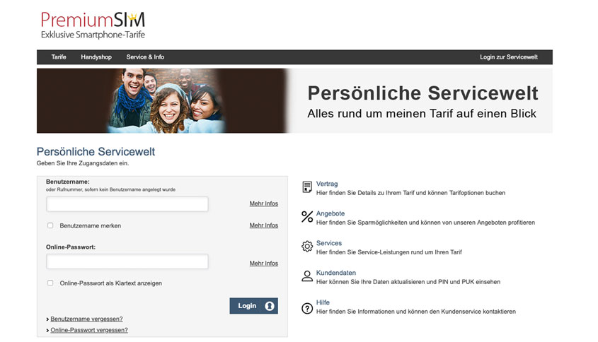 PremiumSIM kündigen Servicewelt