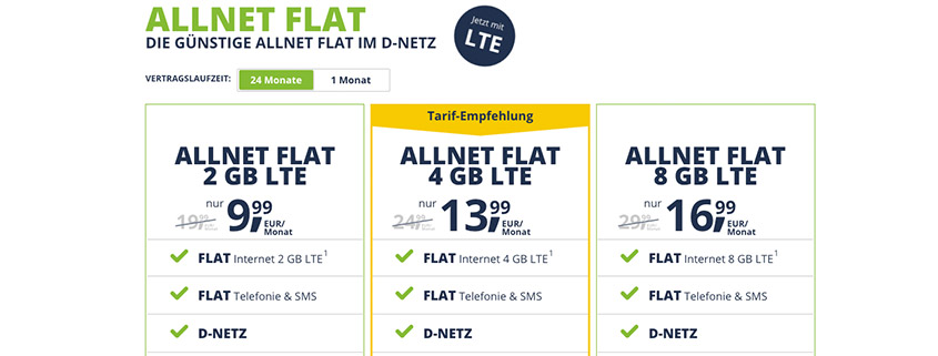 freenetmobile Allnet Flat Tarifuebersicht